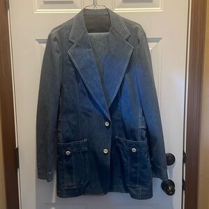Vintage Mens LEE SET Blue Denim Jean Blazer Jacket Size 42L and Pants EUC
